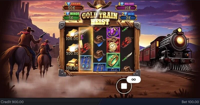 Gold Train Heist - Pantalla principal con carretes y cala pirata